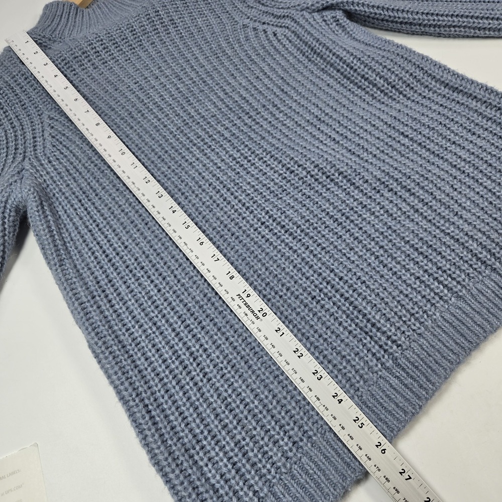 Boden Sweater Womens 6 Blue‎ Mock Neck Puff Shoulder Wool Alpaca Rib Knit - Picture 8 of 8